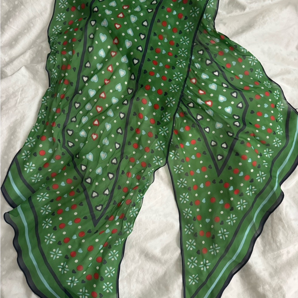 Cabi Green Heart Patterned Lightweight Women's Scarf - Worn Twice